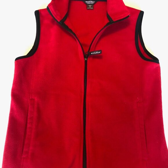Woolrich Women's Fleece Vest Size Small Red Full Zip - Picture 7 of 7